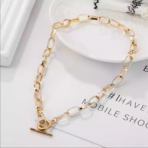 Nice gold color hip hop classic OT buckle necklace - Picture 3 of 4